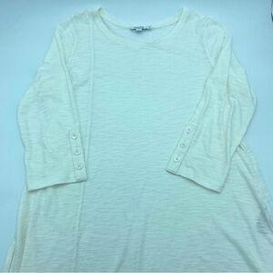 Chico’s Tunic Woven Cotton 3/4 Sleeve Top White Medium